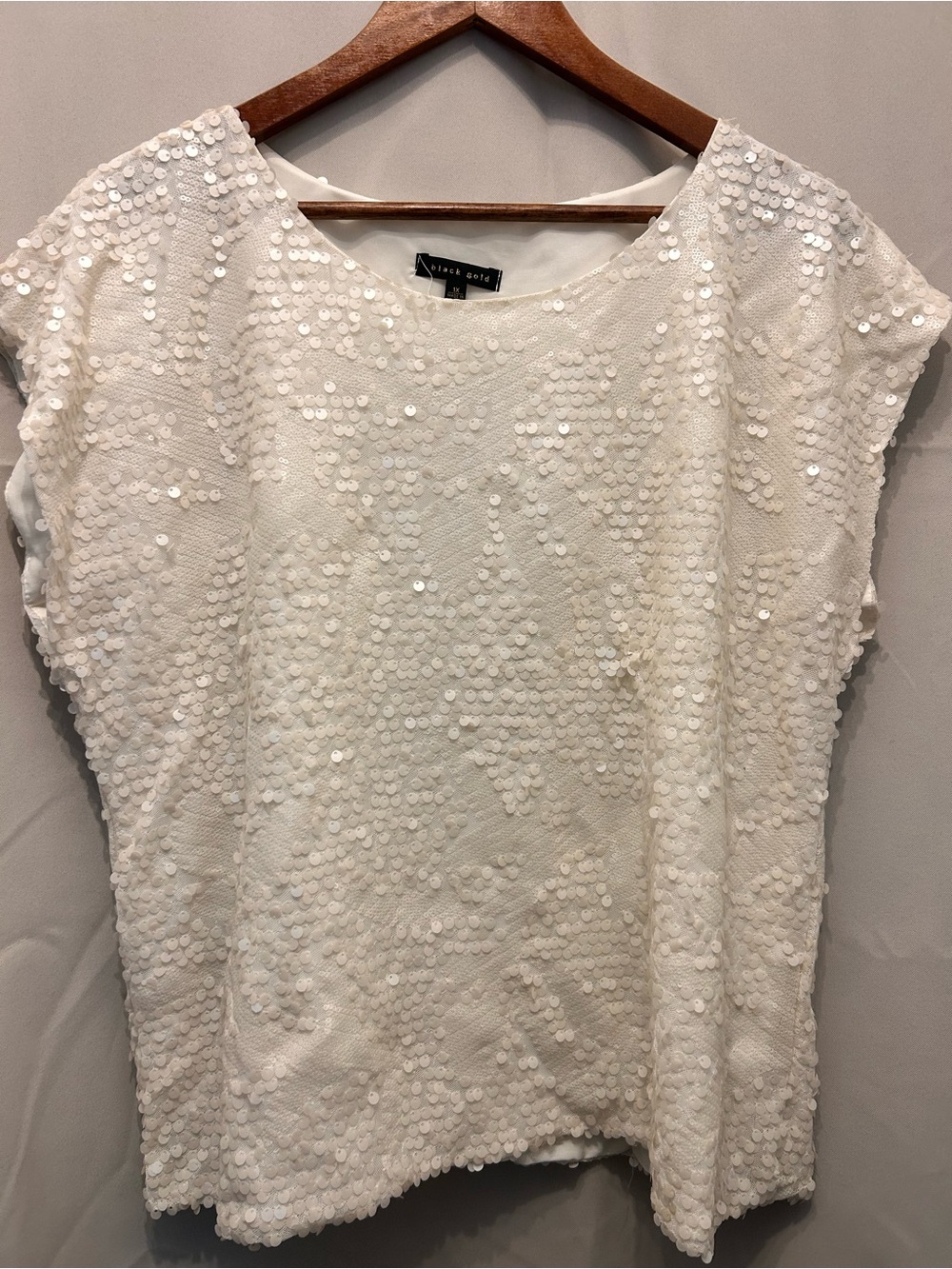Ivory Sequin Cap-Sleeve Blouse
